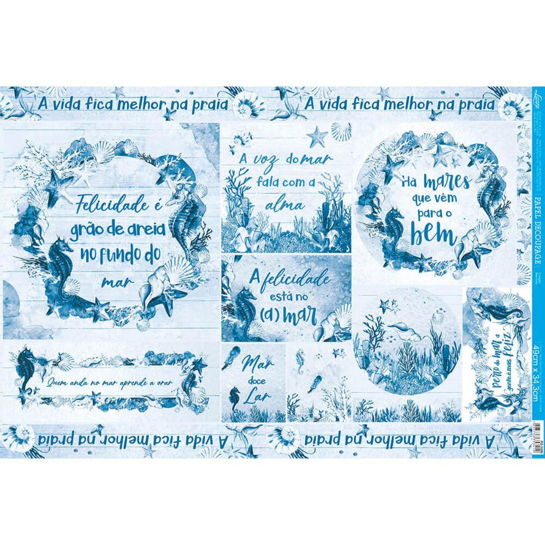 Papel Decoupage Litoarte PD-1086 Maritma Fundo Do Mar 49x34,3cm - Palácio da Arte