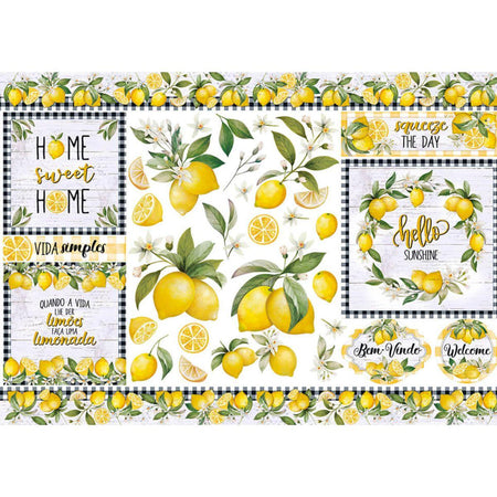 Papel Decoupage Litoarte PD-1087 Limões Hello Sunshine 49x34,3cm - Palácio da Arte
