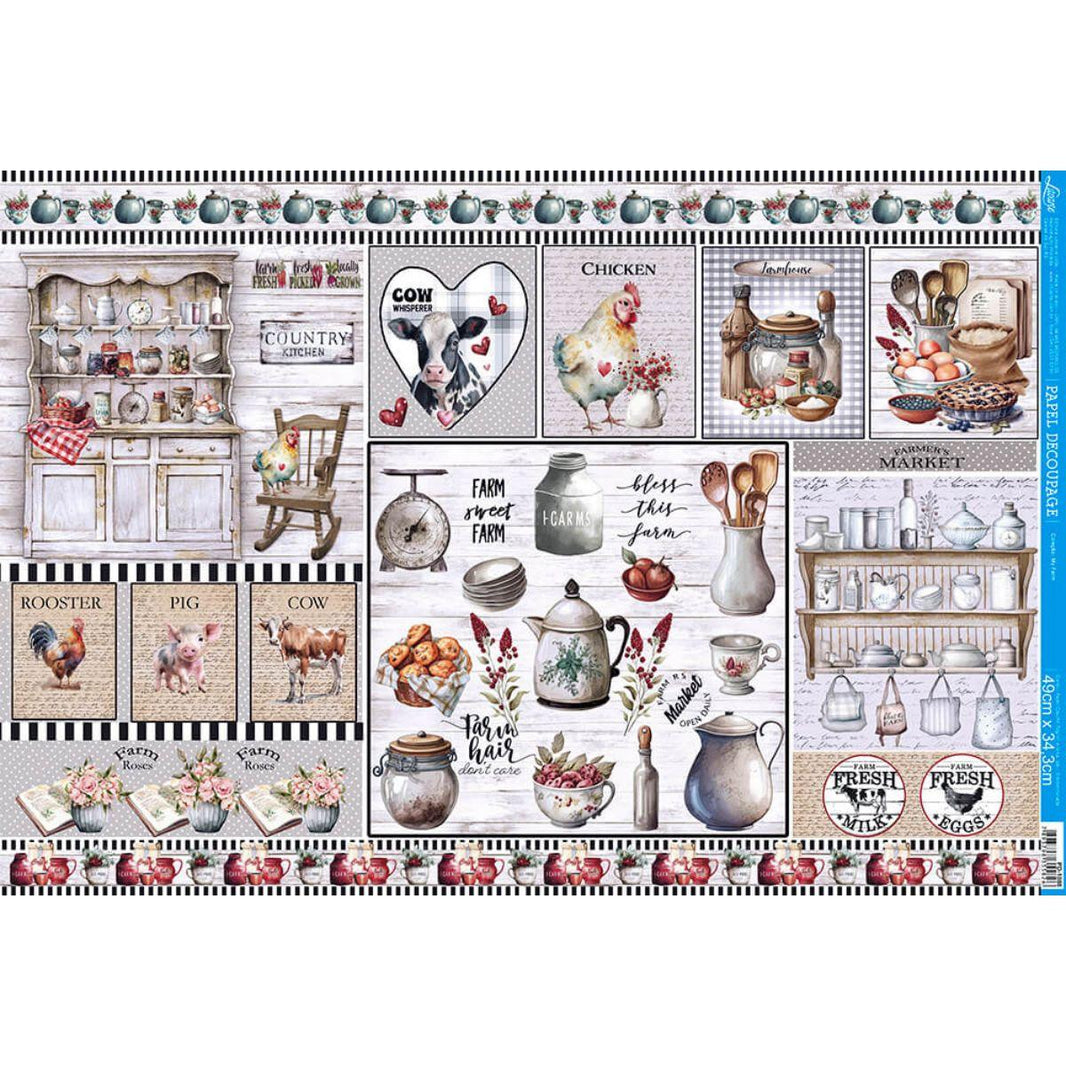 Papel Decoupage Litoarte PD-1088 My Farm 49x34,3cm - Palácio da Arte