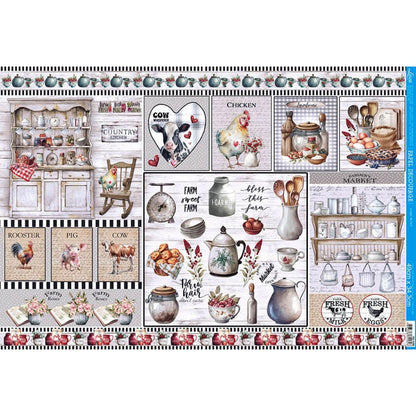 Papel Decoupage Litoarte PD-1088 My Farm 49x34,3cm - Palácio da Arte
