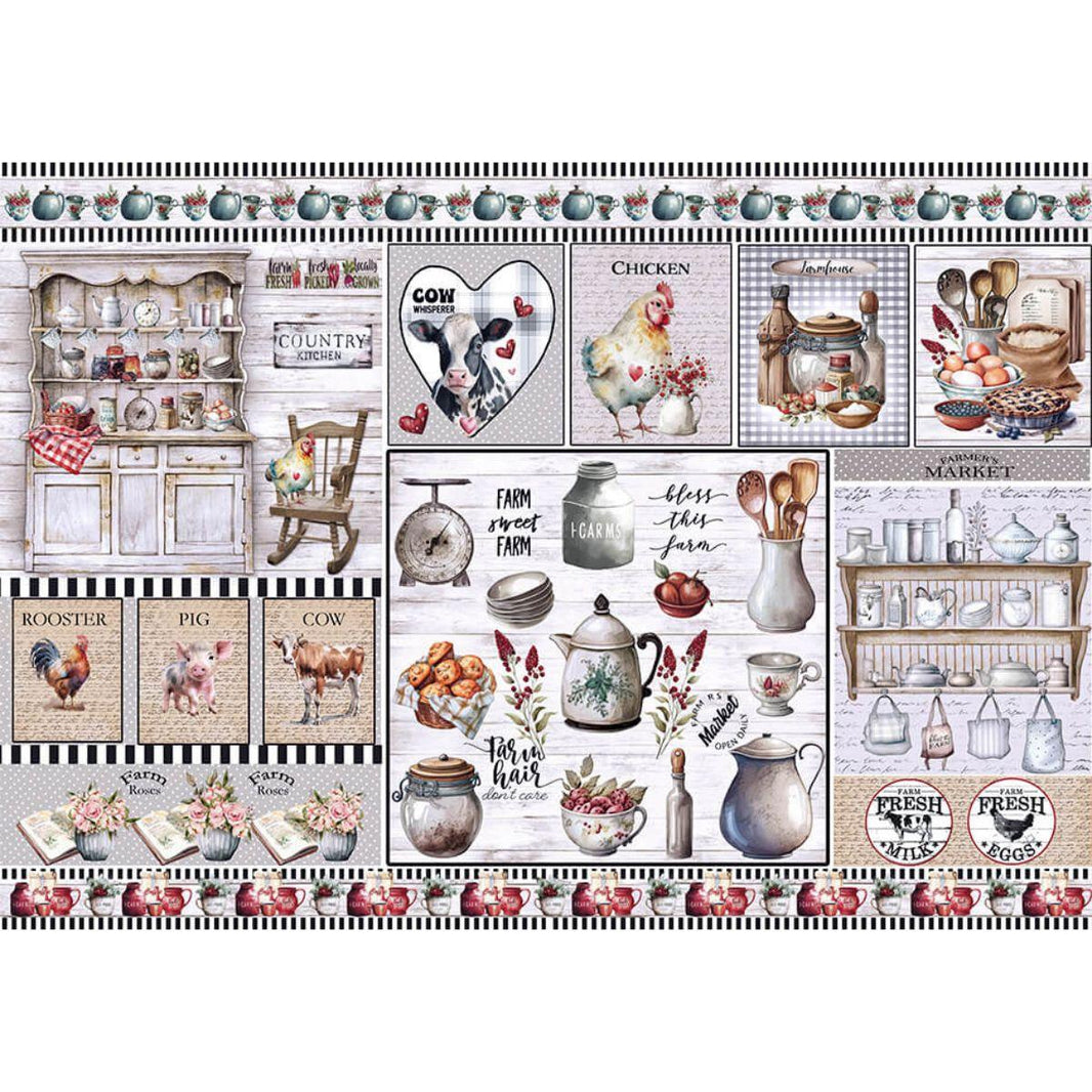 Papel Decoupage Litoarte PD-1088 My Farm 49x34,3cm - Palácio da Arte