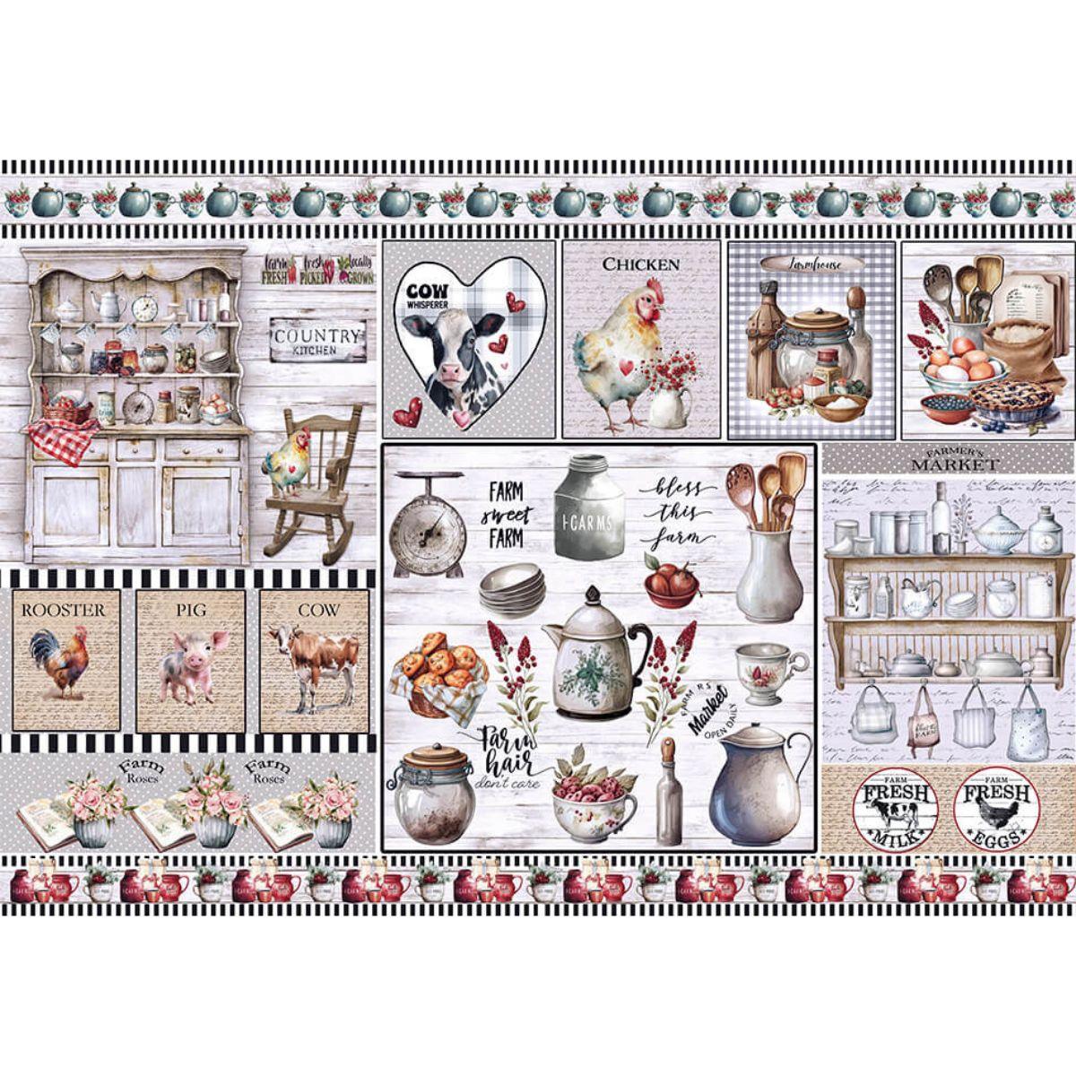 Papel Decoupage Litoarte PD-1088 My Farm 49x34,3cm - Palácio da Arte