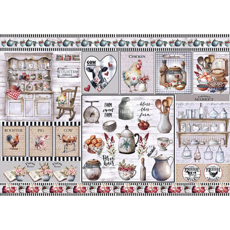 Papel Decoupage Litoarte PD-1088 My Farm 49x34,3cm - Palácio da Arte