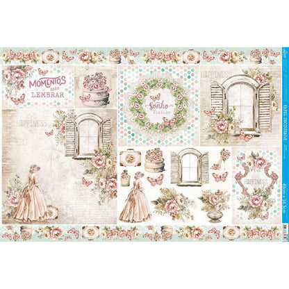 Papel Decoupage Litoarte PD-1089 Meu Sonho Vintage 49x34,3cm - Palácio da Arte