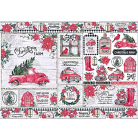 Papel Decoupage Litoarte PDN-153 Natal Farm 49x34,3cm - Palácio da Arte