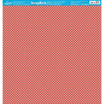 Papel Scrapbook Essencial Litoarte SE-001 Poá Branco e Vermelho 30,5x30,5cm - Palácio da Arte