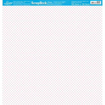 Papel Scrapbook Essencial Litoarte SE-002 Poá Rosa e Branco 30,5x30,5cm - Palácio da Arte