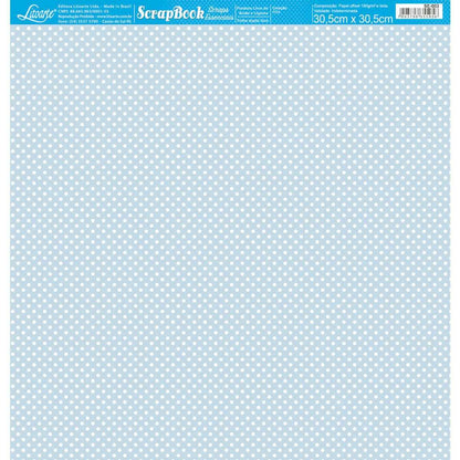 Papel Scrapbook Essencial Litoarte SE-003 Poá Branco e Azul 30,5x30,5cm - Palácio da Arte