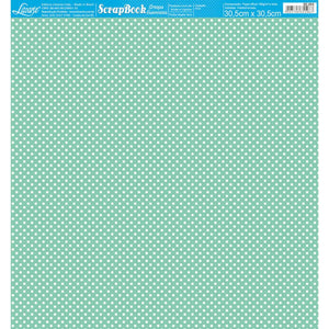 Papel Scrapbook Essencial Litoarte SE-004 Poá Branco e Verde 30,5x30,5cm - Palácio da Arte