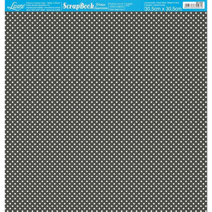 Papel Scrapbook Essencial Litoarte SE-005 Poá Branco e Preto 30,5x30,5cm - Palácio da Arte