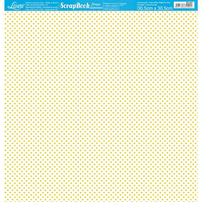 Papel Scrapbook Essencial Litoarte SE-007 Poá Amarelo e Branco 30,5x30,5cm - Palácio da Arte