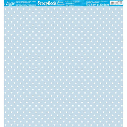 Papel Scrapbook Essencial Litoarte SE-008 Estrelinhas Branco e Azul 30,5x30,5cm - Palácio da Arte