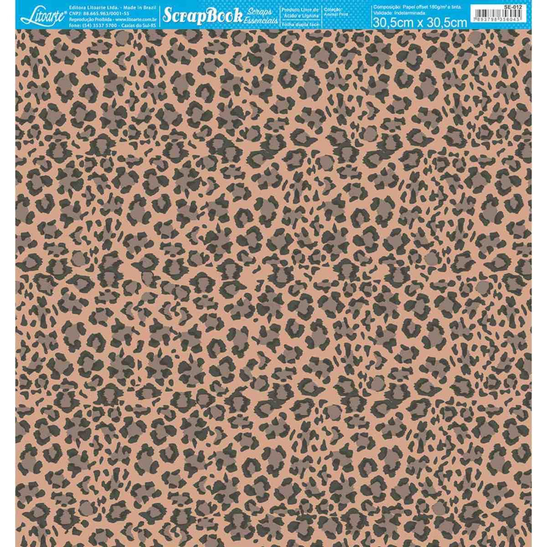 Papel Scrapbook Essencial Litoarte SE-012 Estampa de Tigre Tradicional 30,5x30,5cm - Palácio da Arte