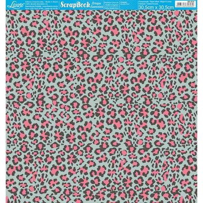 Papel Scrapbook Essencial Litoarte SE-014 Estampa de Tigre Verde e Rosa 30,5x30,5cm - Palácio da Arte