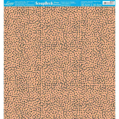 Papel Scrapbook Essencial Litoarte SE-015 Estampa de Onça Preto e Marrom 30,5x30,5cm - Palácio da Arte