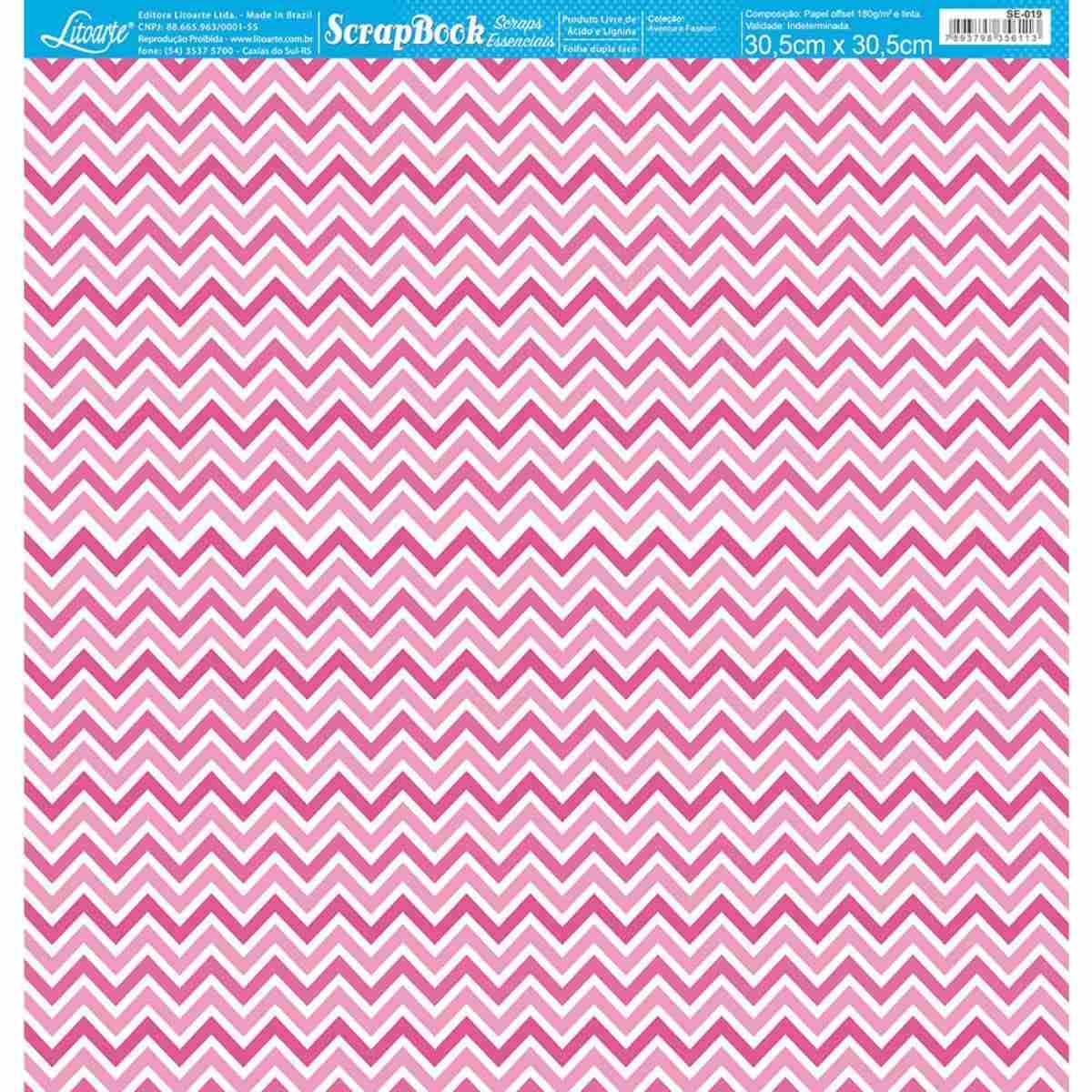 Papel Scrapbook Essencial Litoarte SE-019 Aventura Fashion Chevron 30,5x30,5cm - Palácio da Arte