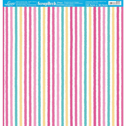 Papel Scrapbook Essencial Litoarte SE-021 Aventura Fashion Listra 30,5x30,5cm - Palácio da Arte