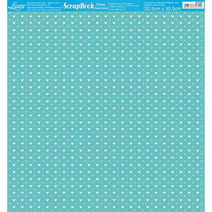 Papel Scrapbook Essencial Litoarte SE-022 Aventura Fashion Coração 30,5x30,5cm - Palácio da Arte