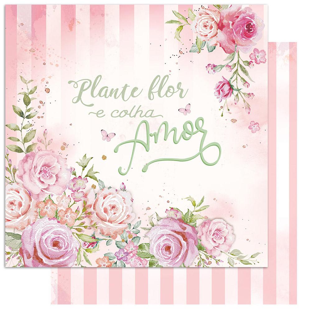 Papel Scrapbook Litoarte SCXV-001 Rosas Aquarela 15x15cm - Palácio da Arte