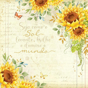 Papel Scrapbook Litoarte SCXV-002 Girassol Vintage 15x15cm - Palácio da Arte