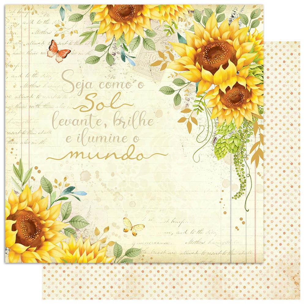 Papel Scrapbook Litoarte SCXV-002 Girassol Vintage 15x15cm - Palácio da Arte