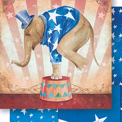 Papel Scrapbook Litoarte SD-0442 Elefante Circo 30,5x30,5cm - Palácio da Arte