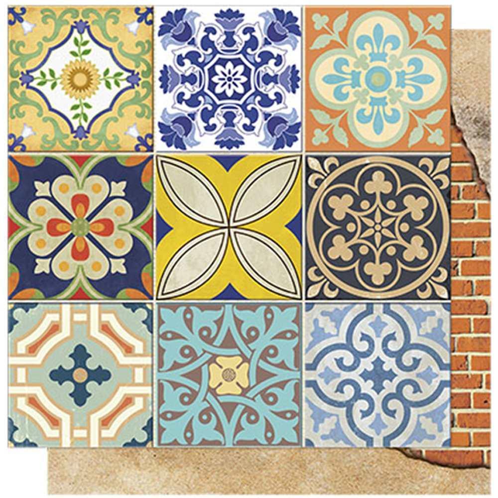 Papel Scrapbook Litoarte SD-0564 Azulejos e Tijolos 30,5x30,5cm - Palácio da Arte