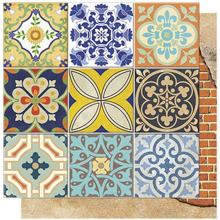 Papel Scrapbook Litoarte SD-0564 Azulejos e Tijolos 30,5x30,5cm - Palácio da Arte