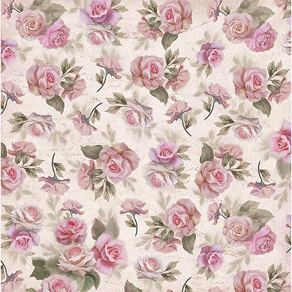 Papel Scrapbook Litoarte SD-0585 Rosas I 30,5x30,5cm - Palácio da Arte