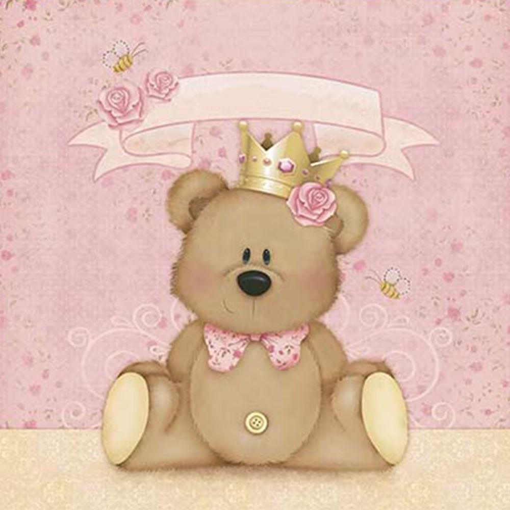 Papel Scrapbook Litoarte SD-0602 Urso Coroa Menina Rosa 30,5x30,5cm - Palácio da Arte