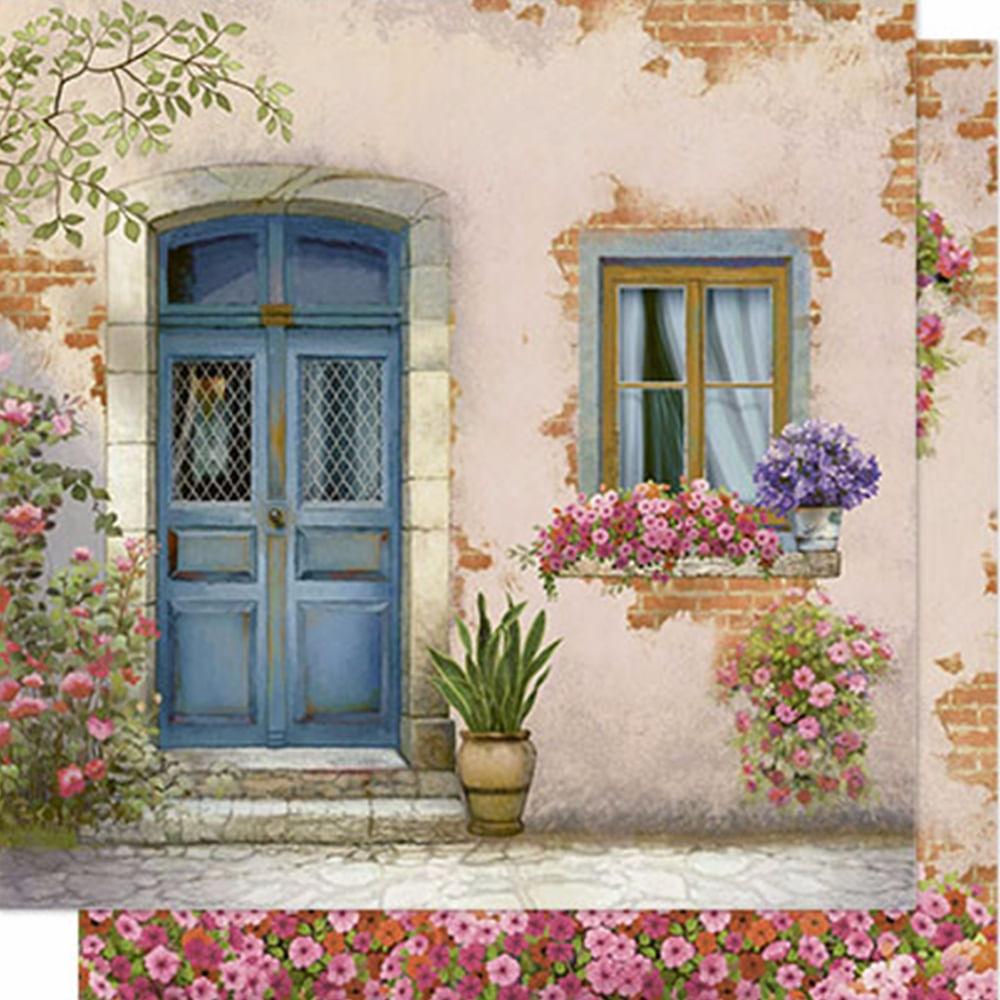 Papel Scrapbook Litoarte SD-0608 Porta e Janela com Flores 30,5x30,5cm - Palácio da Arte