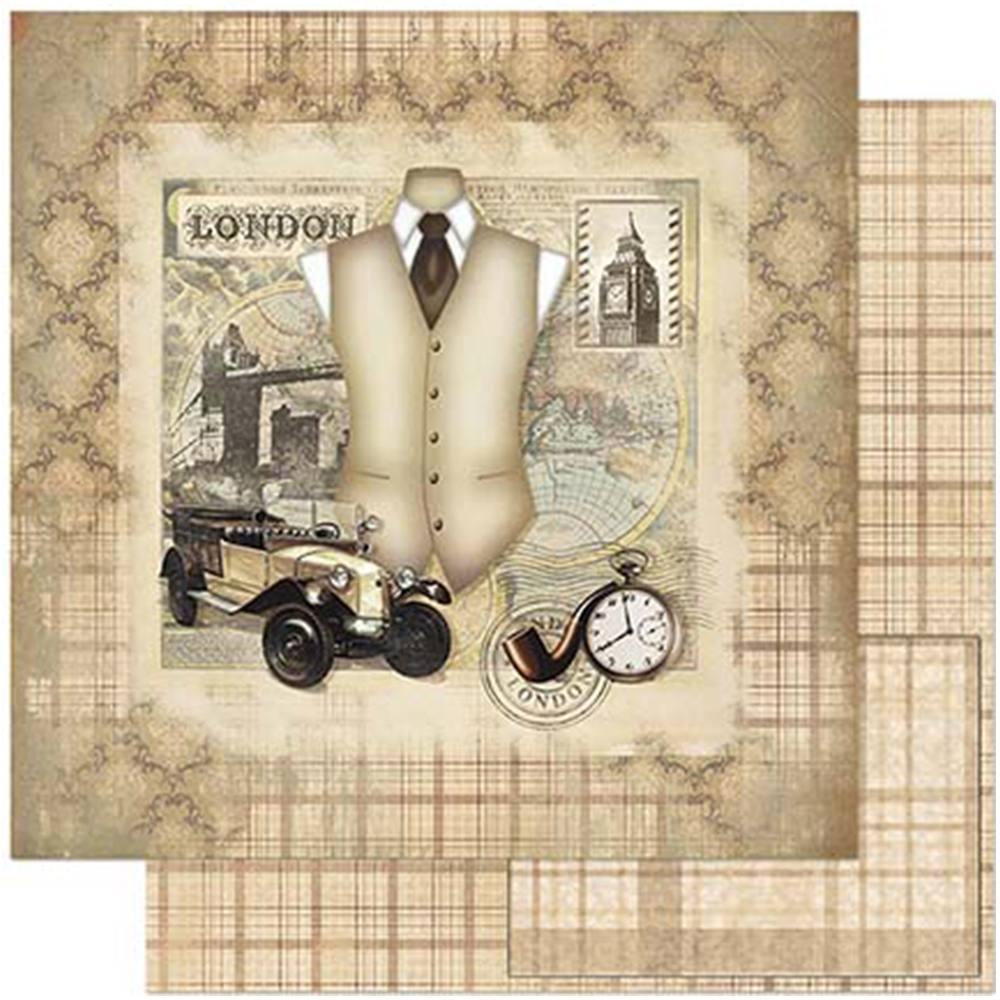 Papel Scrapbook Litoarte SD-0786 Carro e Traje Antigo 30,5x30,5cm - Palácio da Arte