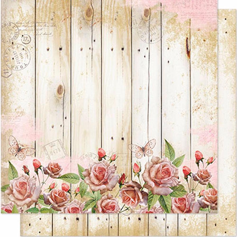 Papel Scrapbook Litoarte SD-093 Rosas e Madeira 30,5x30,5cm - Palácio da Arte