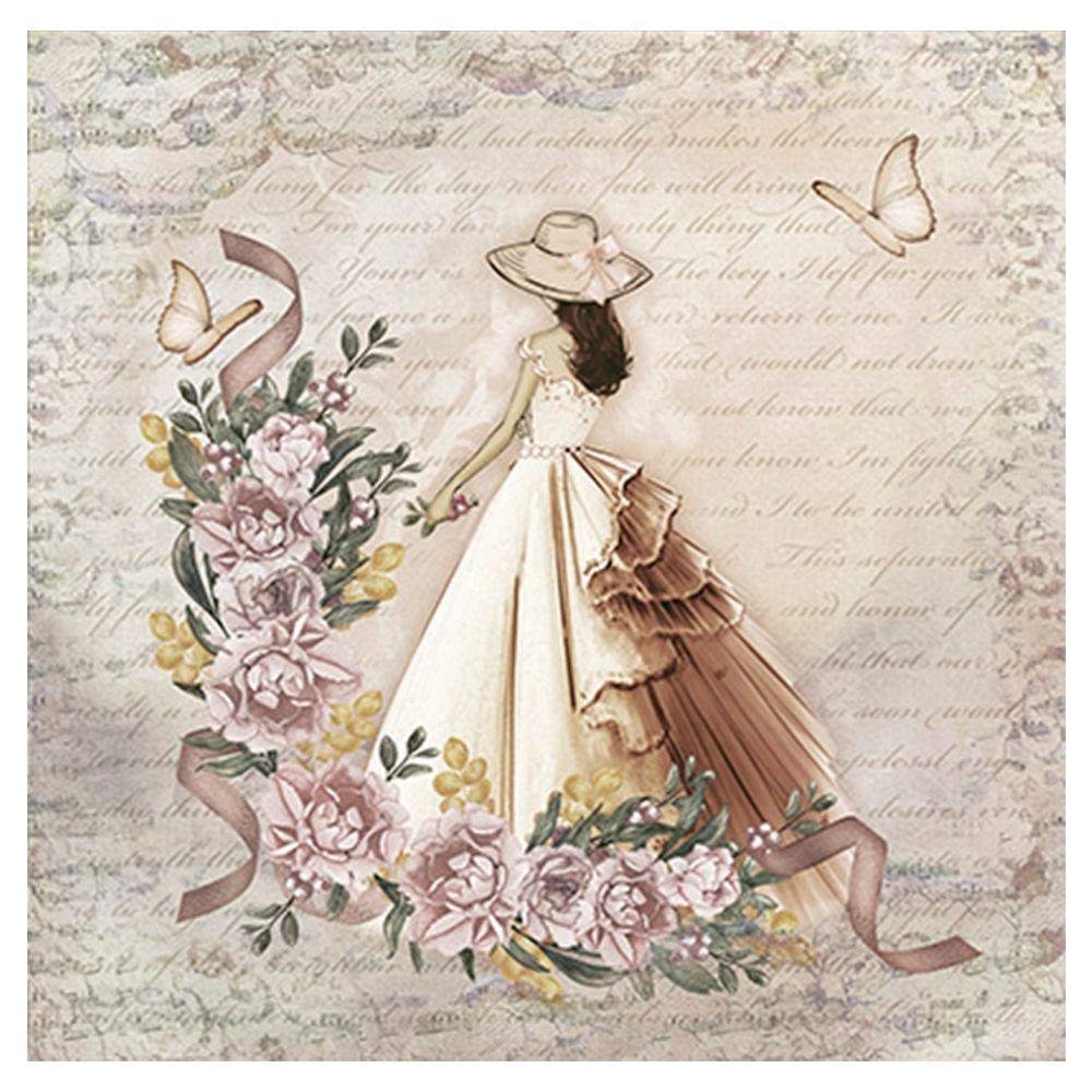 Papel Scrapbook Litoarte SD-0950 Dama, Rosas e Borboletas 30,5x30,5cm - Palácio da Arte