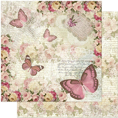 Papel Scrapbook Litoarte SD-0964 Borboletas e Flores Vintage 30,5x30,5cm - Palácio da Arte