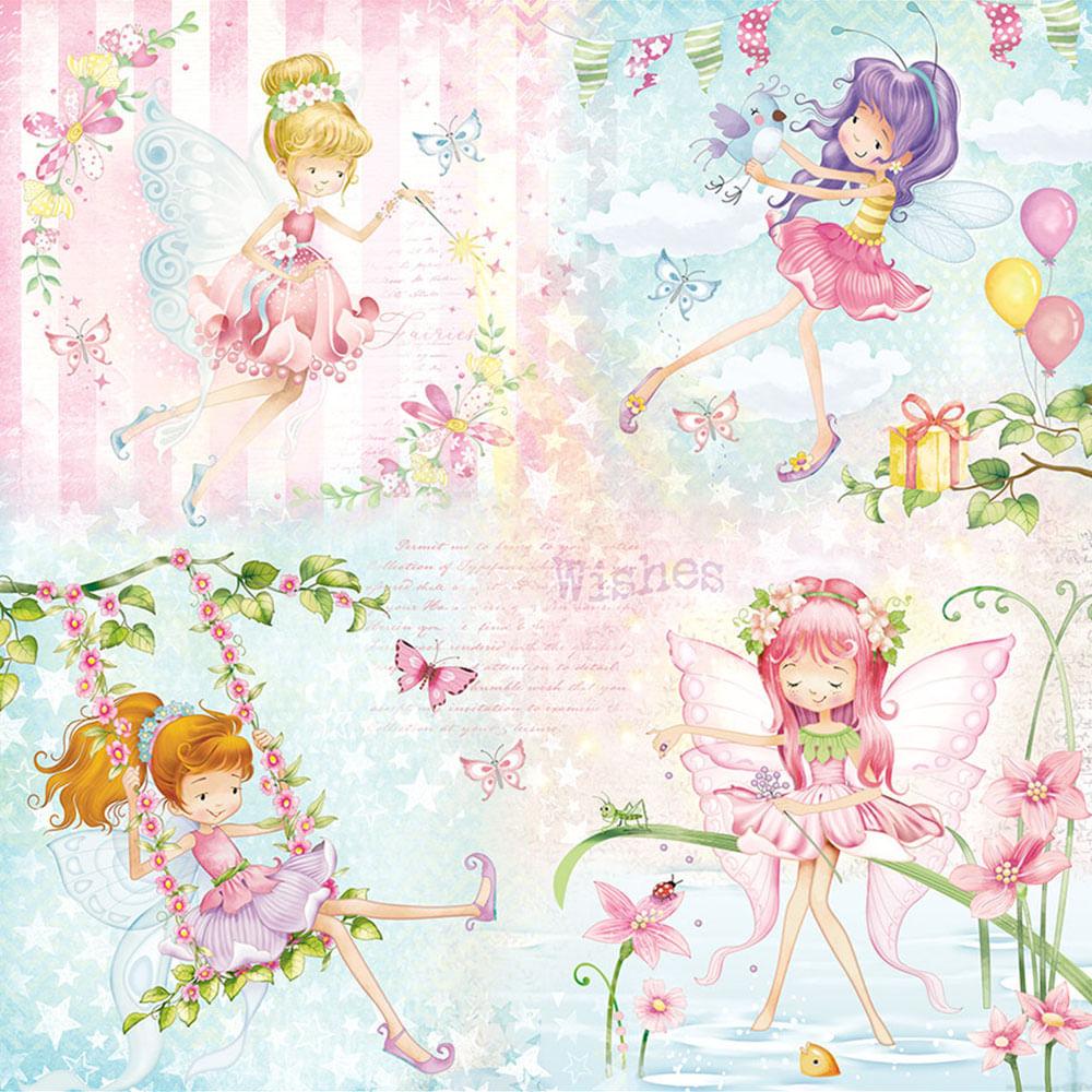 Papel Scrapbook Litoarte SD-1038 Fadas Infantis 30,5x30,5cm - Palácio da Arte
