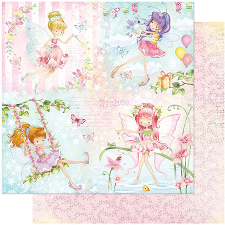 Papel Scrapbook Litoarte SD-1038 Fadas Infantis 30,5x30,5cm - Palácio da Arte