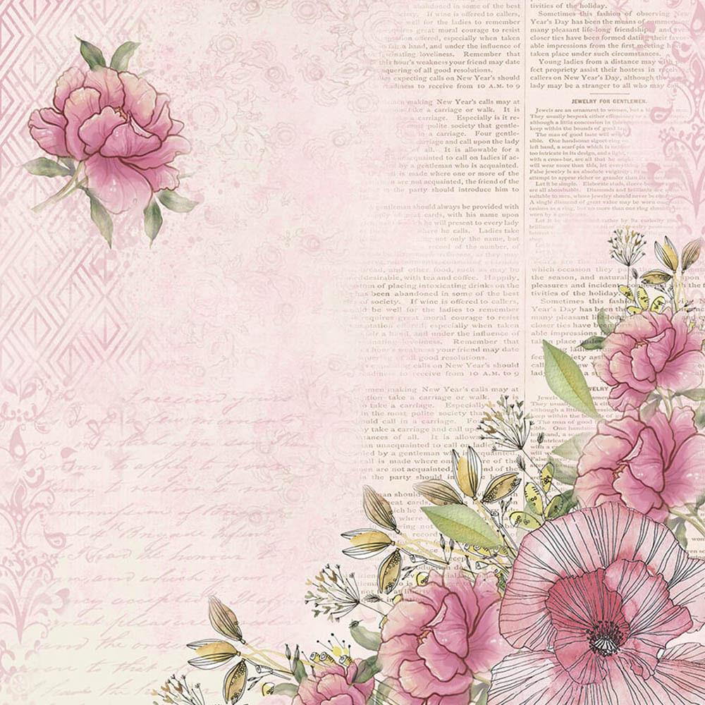 Papel Scrapbook Litoarte SD-1061 Flores Escrita Aramado 30,5x30,5cm - Palácio da Arte
