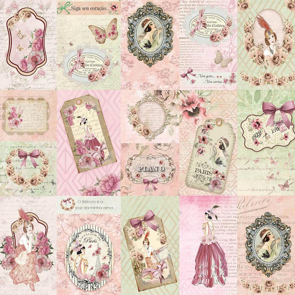 Papel Scrapbook Litoarte SD-1063 Tags 30,5x30,5cm - Palácio da Arte