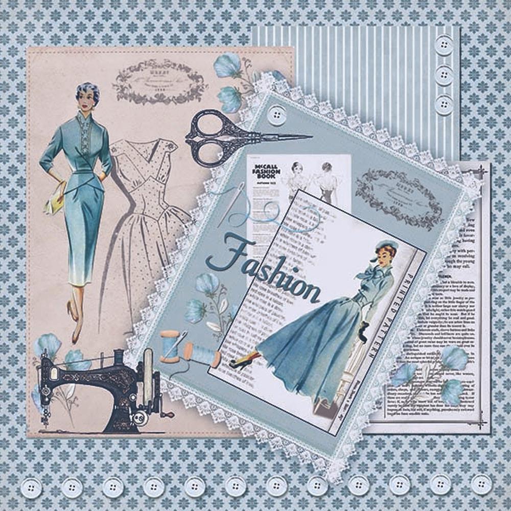 Papel Scrapbook Litoarte SD-1064 Costura Fashion 30,5x30,5cm - Palácio da Arte