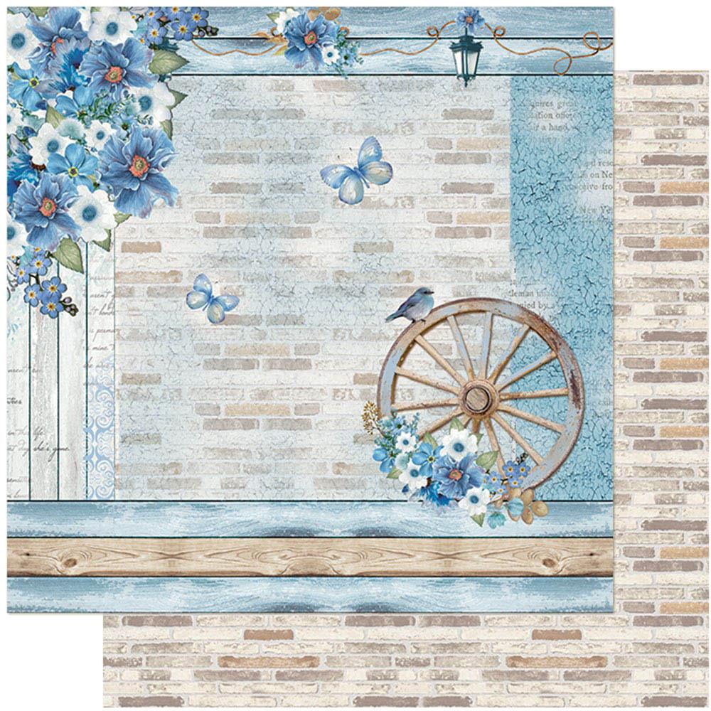 Papel Scrapbook Litoarte SD-1104 Rústico Azul Romântico 30,5x30,5cm - Palácio da Arte