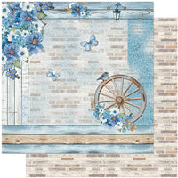 Papel Scrapbook Litoarte SD-1104 Rústico Azul Romântico 30,5x30,5cm - Palácio da Arte