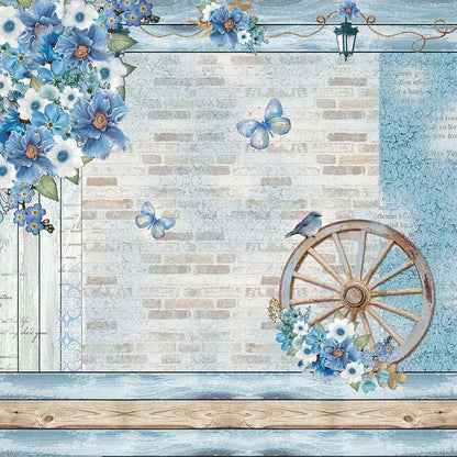 Papel Scrapbook Litoarte SD-1104 Rústico Azul Romântico 30,5x30,5cm - Palácio da Arte