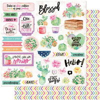 Papel Scrapbook Litoarte SD-1108 Suculentas e Cactos Aquarela 30,5x30,5cm - Palácio da Arte