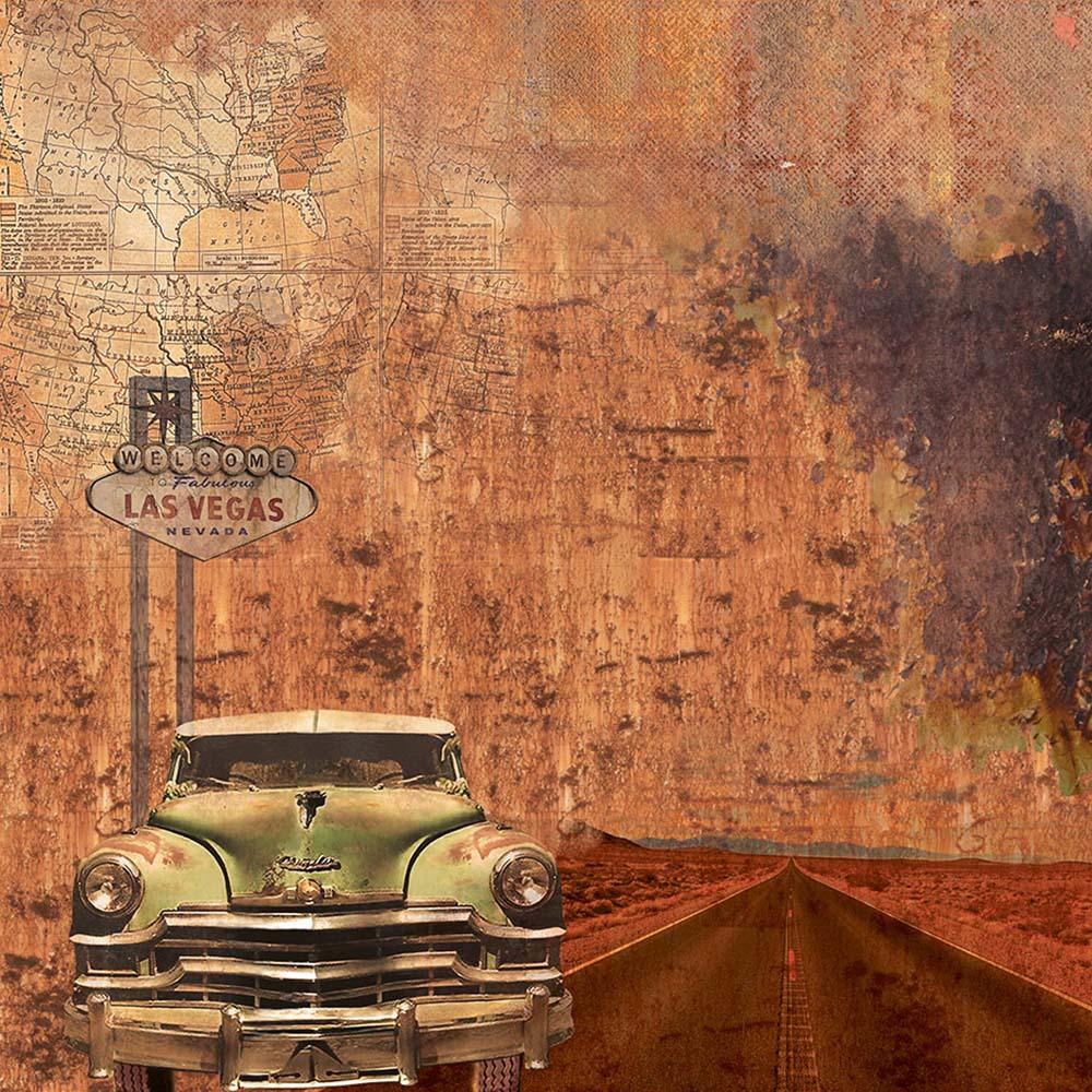 Papel Scrapbook Litoarte SD-1109 Rústico Carro Las Vegas 30,5x30,5cm - Palácio da Arte