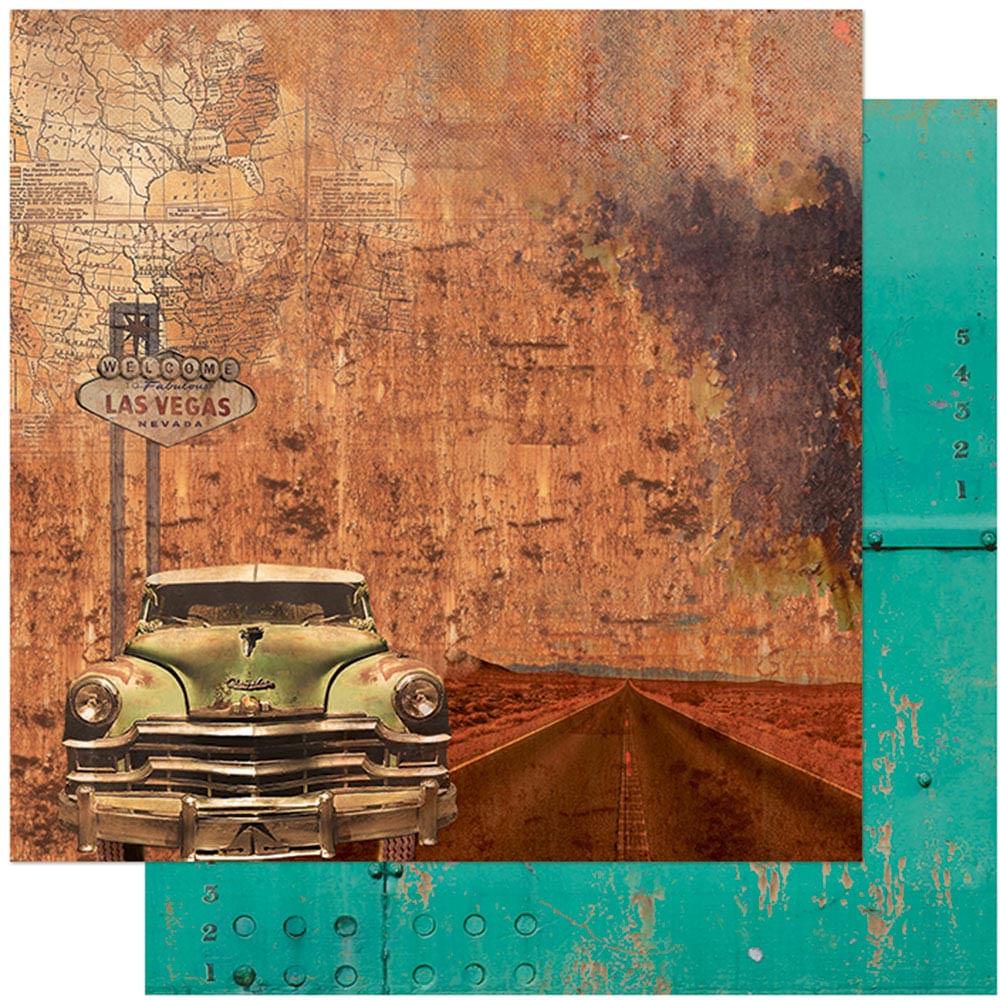 Papel Scrapbook Litoarte SD-1109 Rústico Carro Las Vegas 30,5x30,5cm - Palácio da Arte