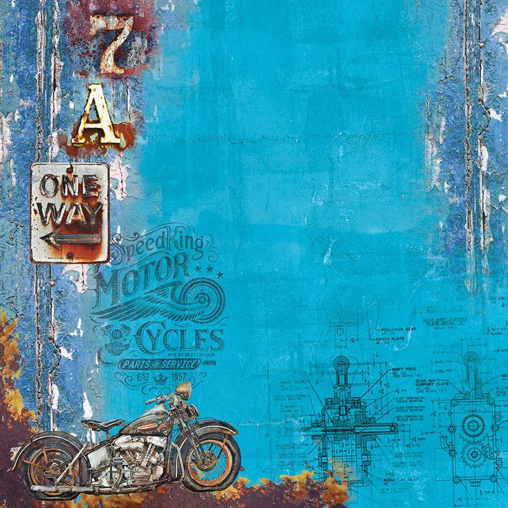 Papel Scrapbook Litoarte SD-1112 Rústico Motos 30,5x30,5cm - Palácio da Arte