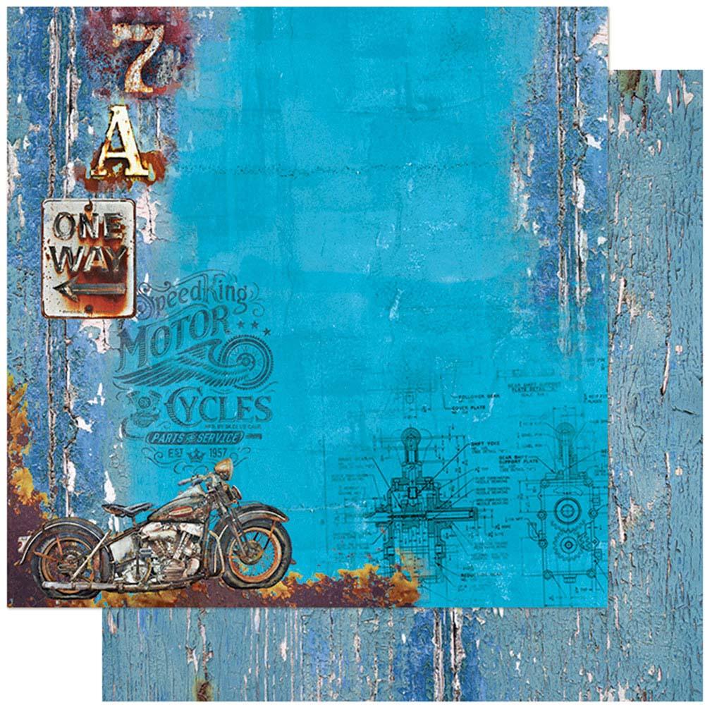 Papel Scrapbook Litoarte SD-1112 Rústico Motos 30,5x30,5cm - Palácio da Arte