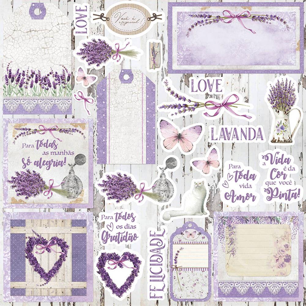 Papel Scrapbook Litoarte SD-1118 Tags Lavanda 30,5x30,5cm - Palácio da Arte