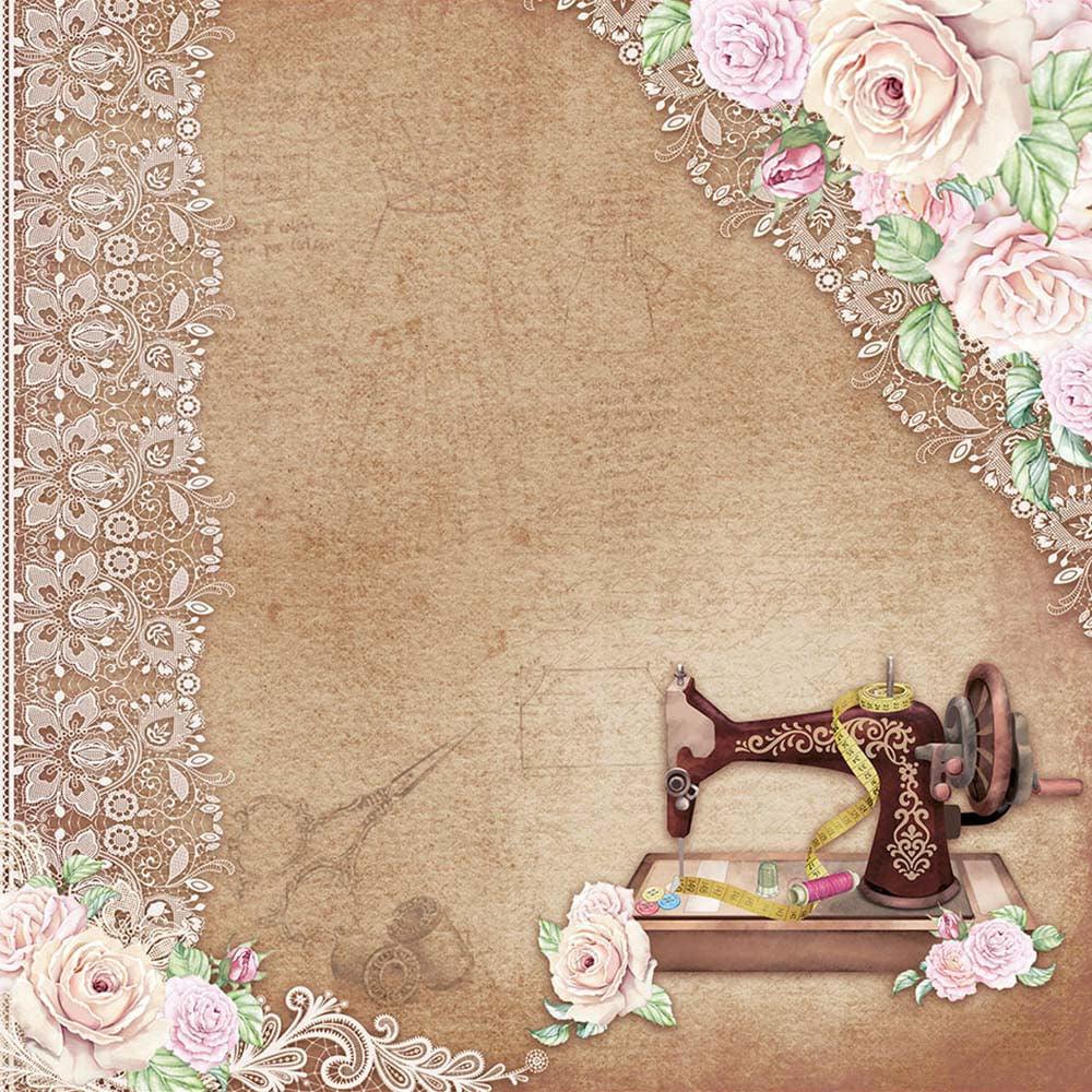 Papel Scrapbook Litoarte SD-1122 Máquina de Costura 30,5x30,5cm - Palácio da Arte